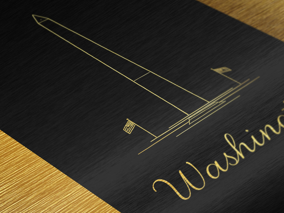 Washington DC Art, Metallic Gold Art, Wood Framed Art, Metal Art, Modern Wall Art, Graduation Travel Gift, Home Decor