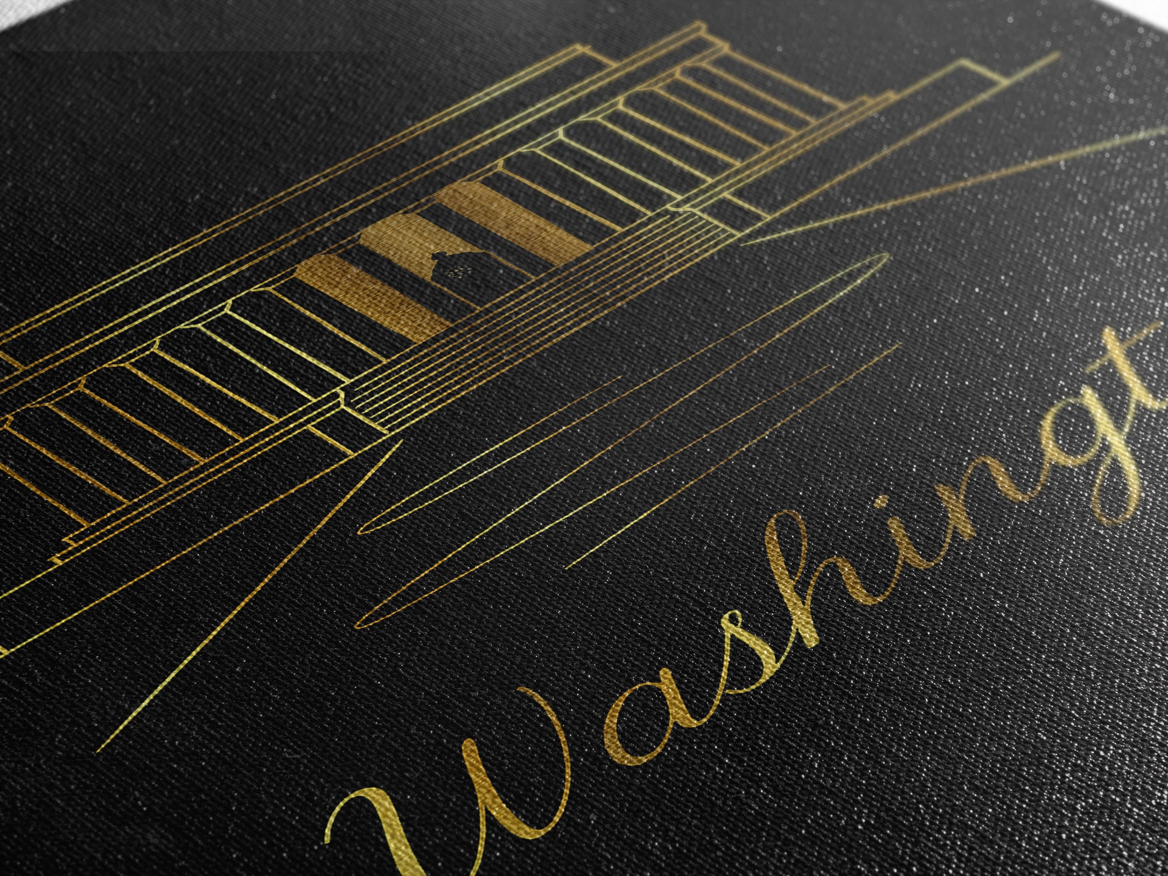 Washington DC Travel Poster, Framed Canvas Print, Minimalist Gold Line Art, Washington DC Wall Art, Fine Art Print, Travel Poster Set