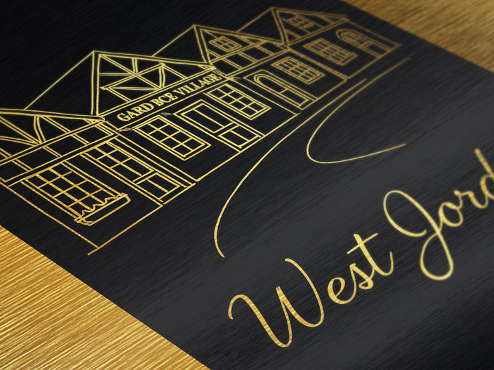 West Jordan Utah Art, Metallic Gold Art, Wood Framed Art, Metal Art, Modern Wall Art, Graduation Travel Gift, Office Decor