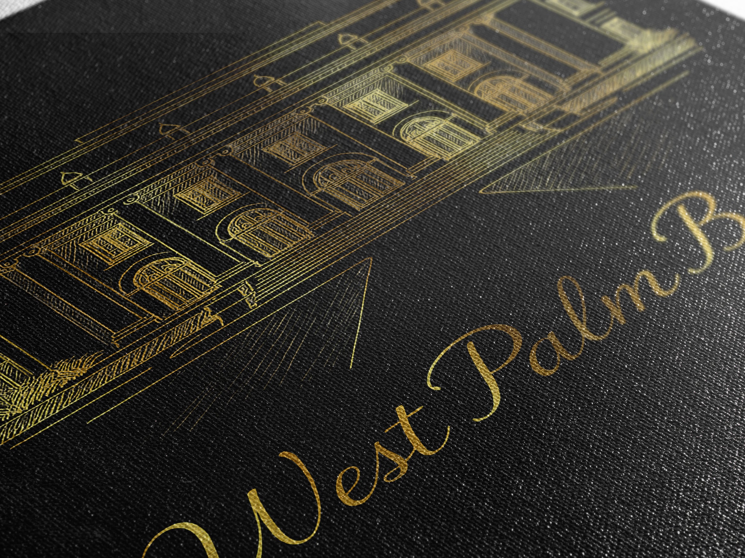 West Palm Beach Travel Poster, Canvas Print, Gold Outline Poster Art, West Palm Beach Poster Print, Gift For Travelers, Living Room Wall Art