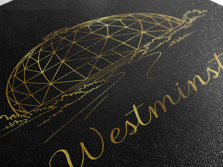 Westminster Travel Poster, Framed Canvas Print, Minimalist Gold Line Art, Westminster City Art, Travel Poster Art, Travel Poster Set