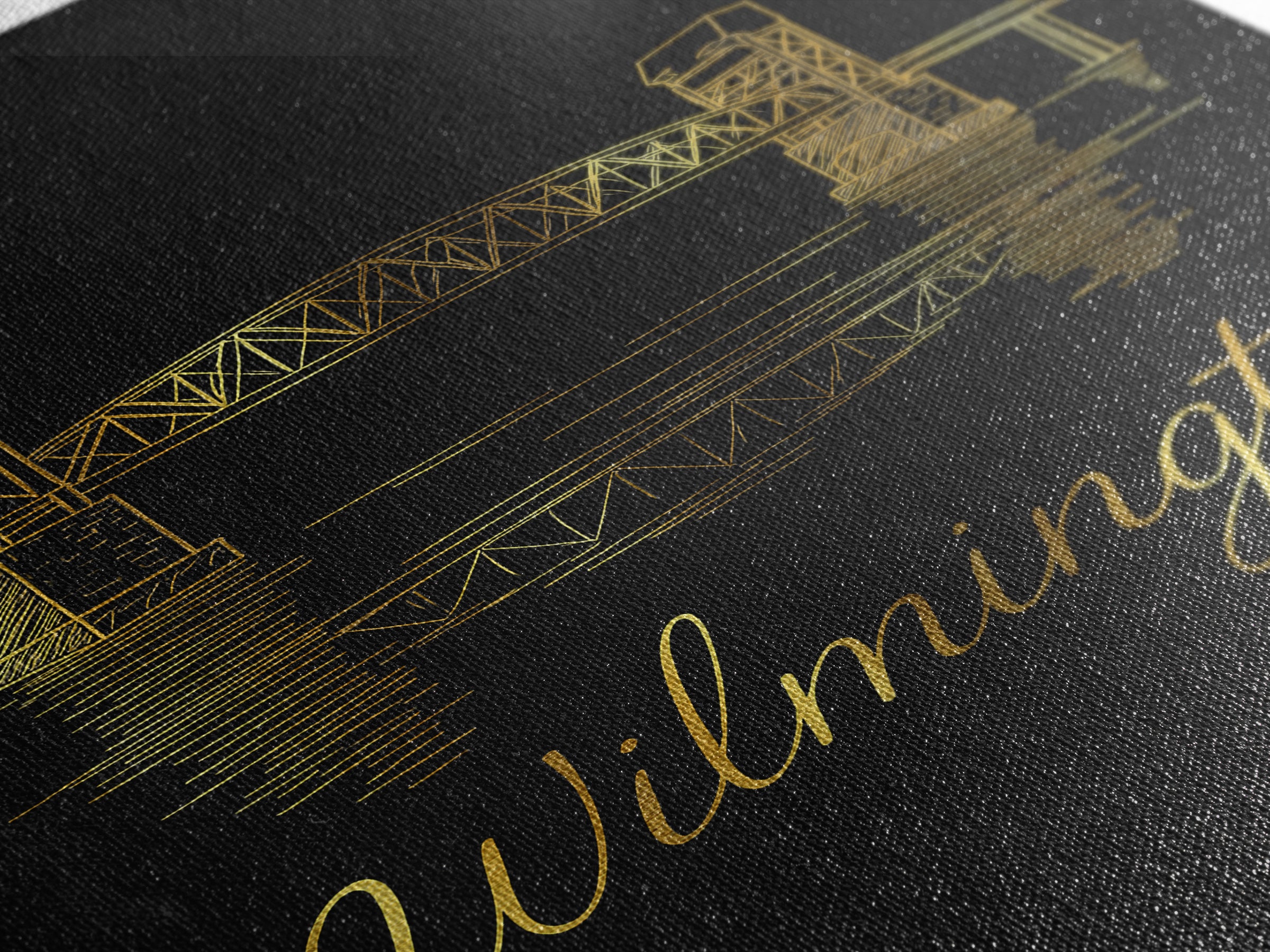 Wilimington Travel Poster, Framed Canvas Print, Black Gold Minimalist Art, Wilimington Art Print, Travel Poster Set, City Travel Prints