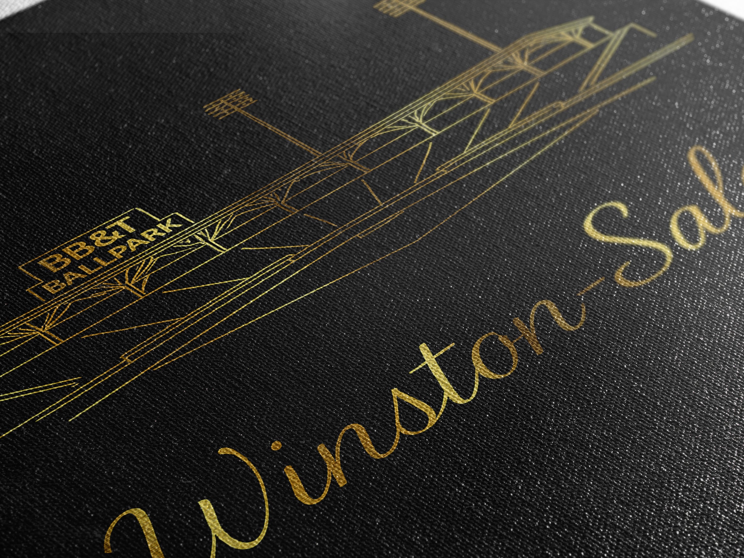 Winston Salem North Carolina Travel Poster, Canvas Print, Gold Outline Poster Art, Winston Salem Art Print, Wall Decor, Wanderlust Decor
