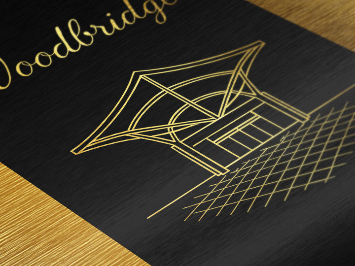 Woodbridge Virginia Art, Metallic Gold Art, Wood Framed Art, Metal Art, Modern Wall Art, Graduation Travel Gift, Home Decor