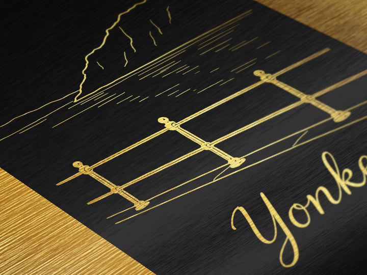 Yonkers New York Art, Metallic Gold Art, Wood Framed Art, Metal Art, Modern Wall Art, Adventure Lover Gift, Bedroom Decor