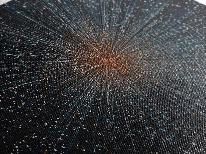 Orange Blue Starfield Abstract Canvas Print, Midcentury Modern Wall Decor, Cosmic Retro Art, Large Sci Fi Poster For Home