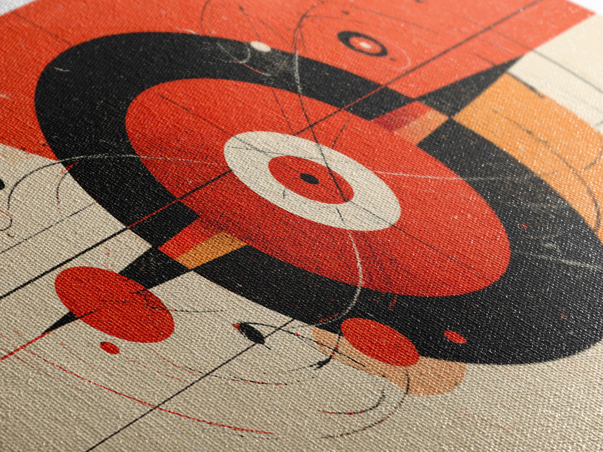 Red Black Atomic Target Abstract Wall Art, Mid Century Modern Geometric Poster, Retro MCM Wall Decor, Bold Canvas Print Art