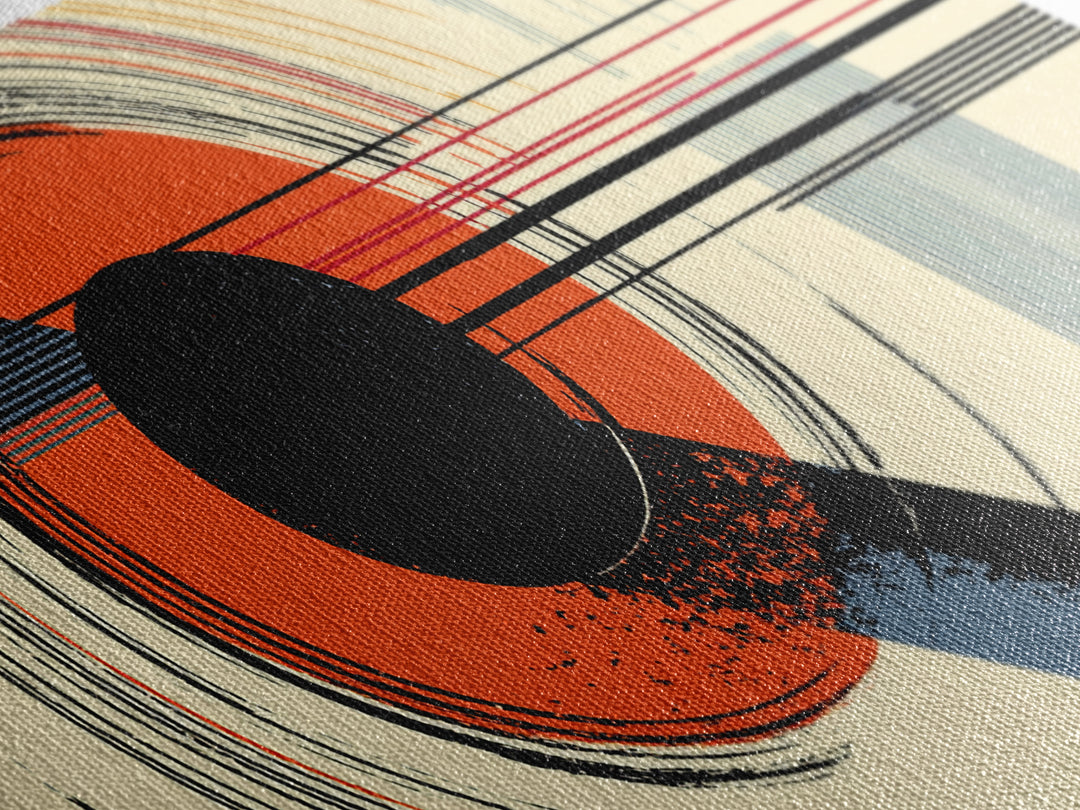 Red Black Circle Abstract Wall Art, Mid Century Modern Geometric Print, Bauhaus Poster, Retro Modern Decor For Living Room