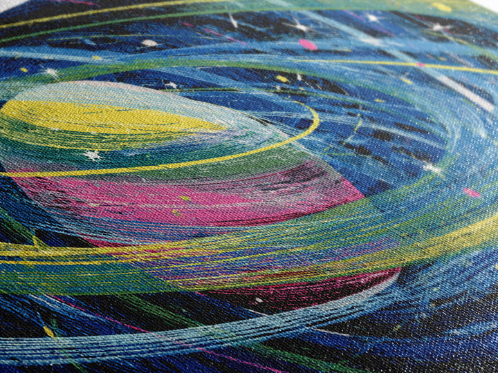 Colorful Ringed Planet Wall Art, Retro Sci Fi Space Poster, Cosmic Mid Century Modern Art Print, Kids Room Galaxy Decor Gift