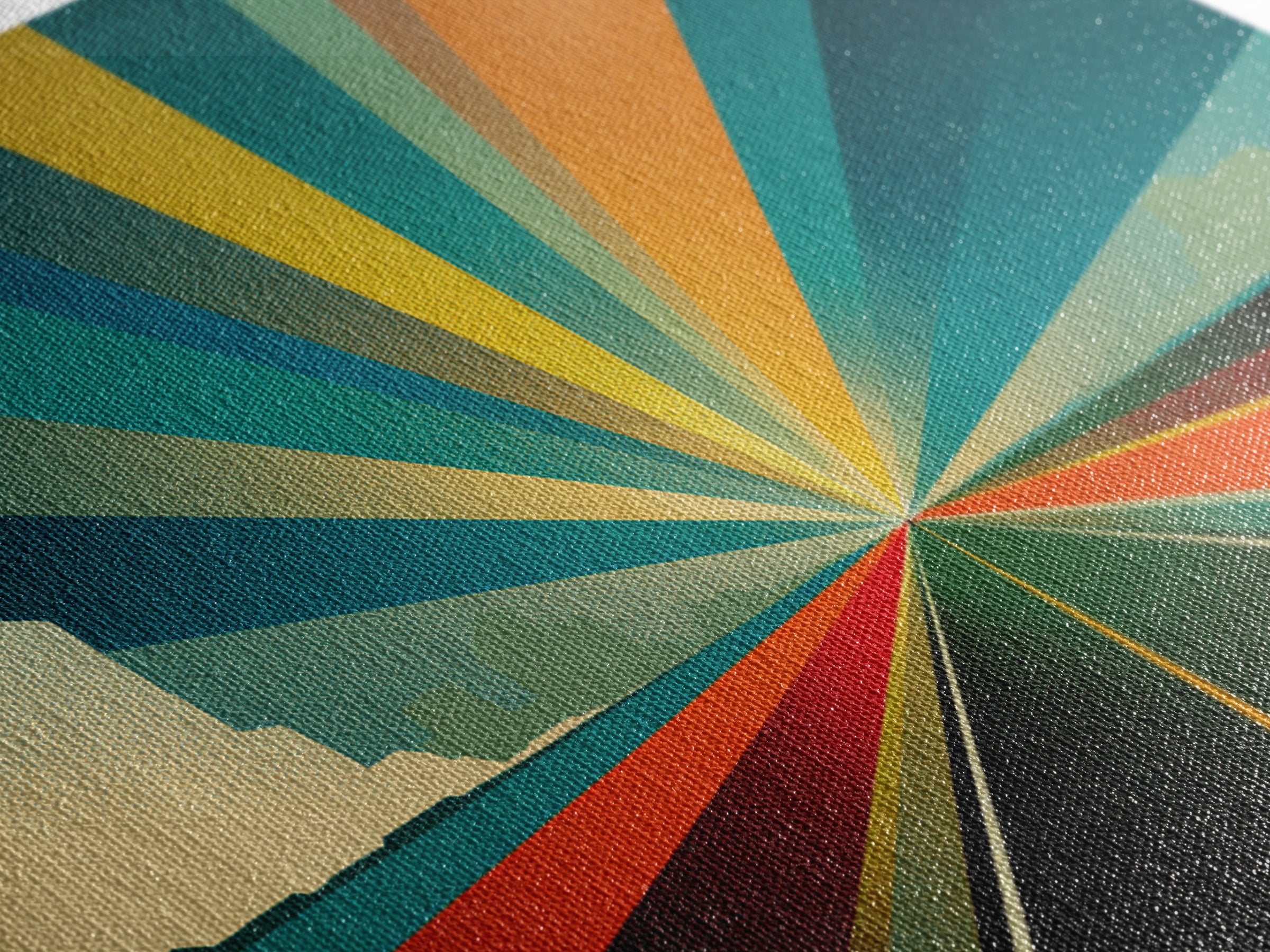 Retro Desert Highway Sunburst Wall Art, Teal Orange Perspective Landscape, Midcentury Modern Decor, Modern Art Print, MCM Wall Decor