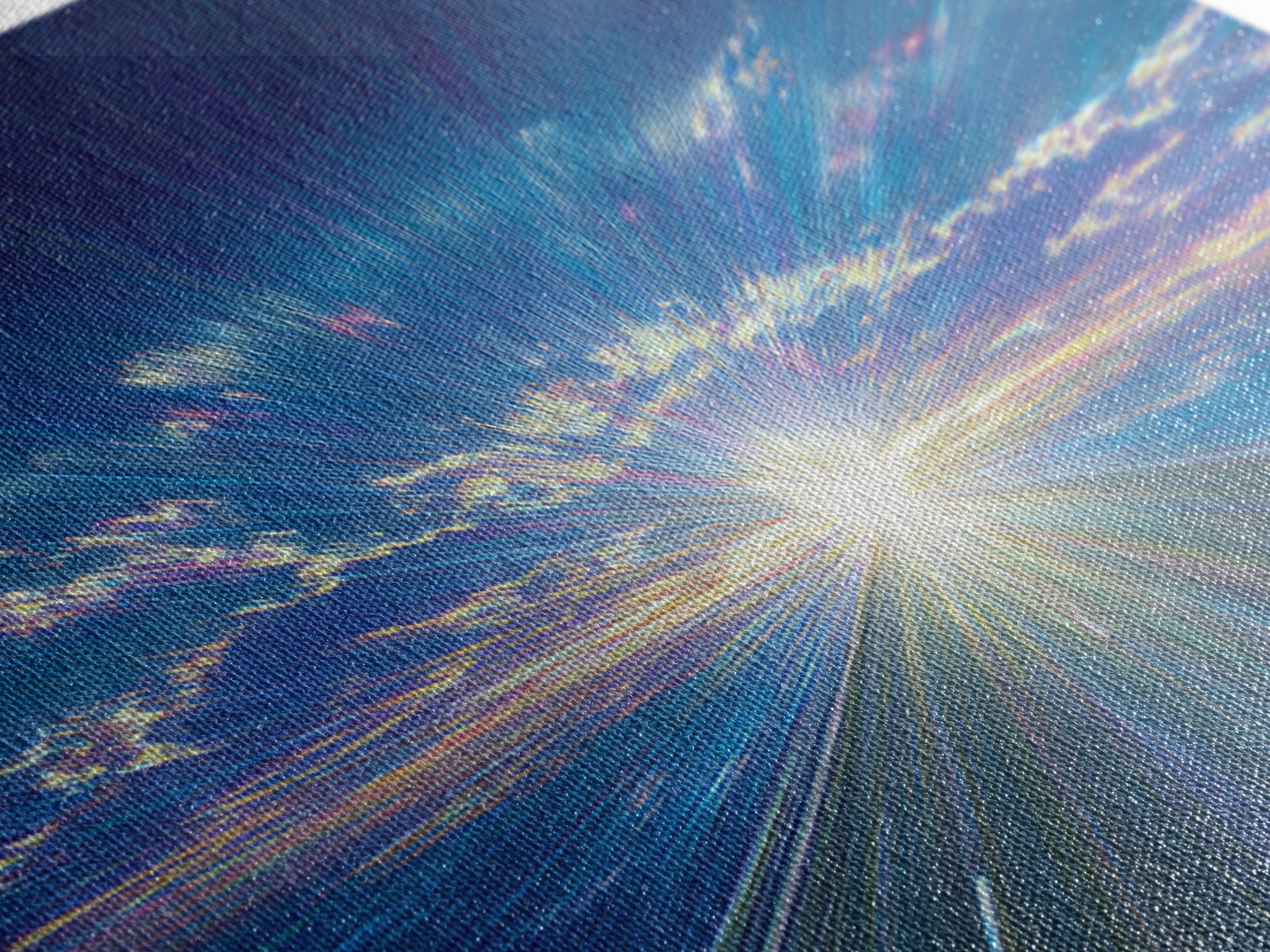Blue Highway Light Burst Canvas Print, Radiant Horizon Road, Modern Abstract Art, Retro Wall Art, Home Office Decor, Large Prints