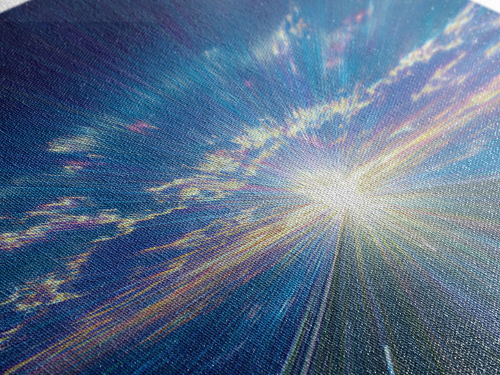 Blue Highway Light Burst Canvas Print, Radiant Horizon Road, Modern Abstract Art, Retro Wall Art, Home Office Decor, Large Prints