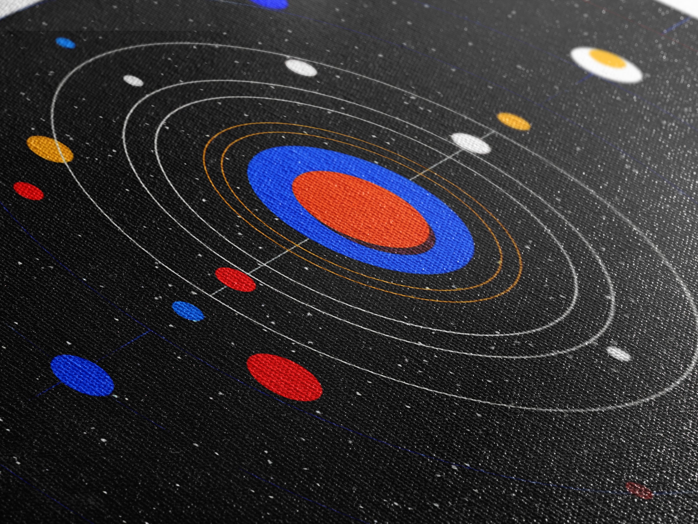 Black Solar System Orbit Wall Art, Midcentury Modern Space Abstract Print, Retro Cosmic Poster, Planetarium MCM Decor Art