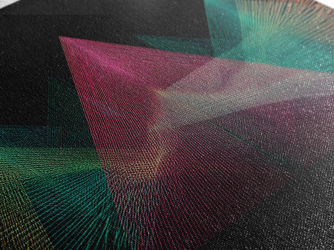 Neon Wireframe Pyramid Wall Art, Sci Fi Abstract Poster, Modern Digital Art Print, Black Retro Decor For Gaming Room Or Studio