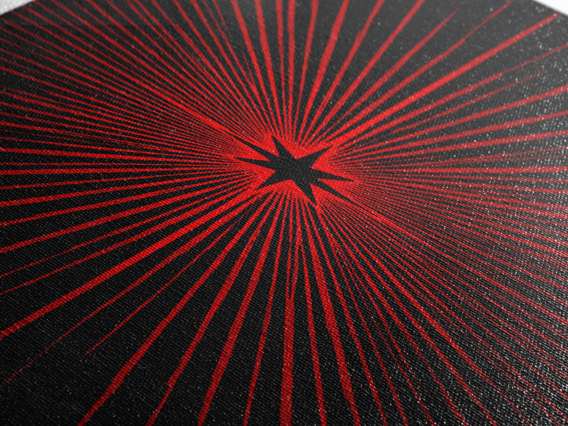 Red Starburst On Black Wall Art, Midcentury Modern Op Art Poster, Atomic Sunburst Canvas Print, Bold Geometric MCM Decor