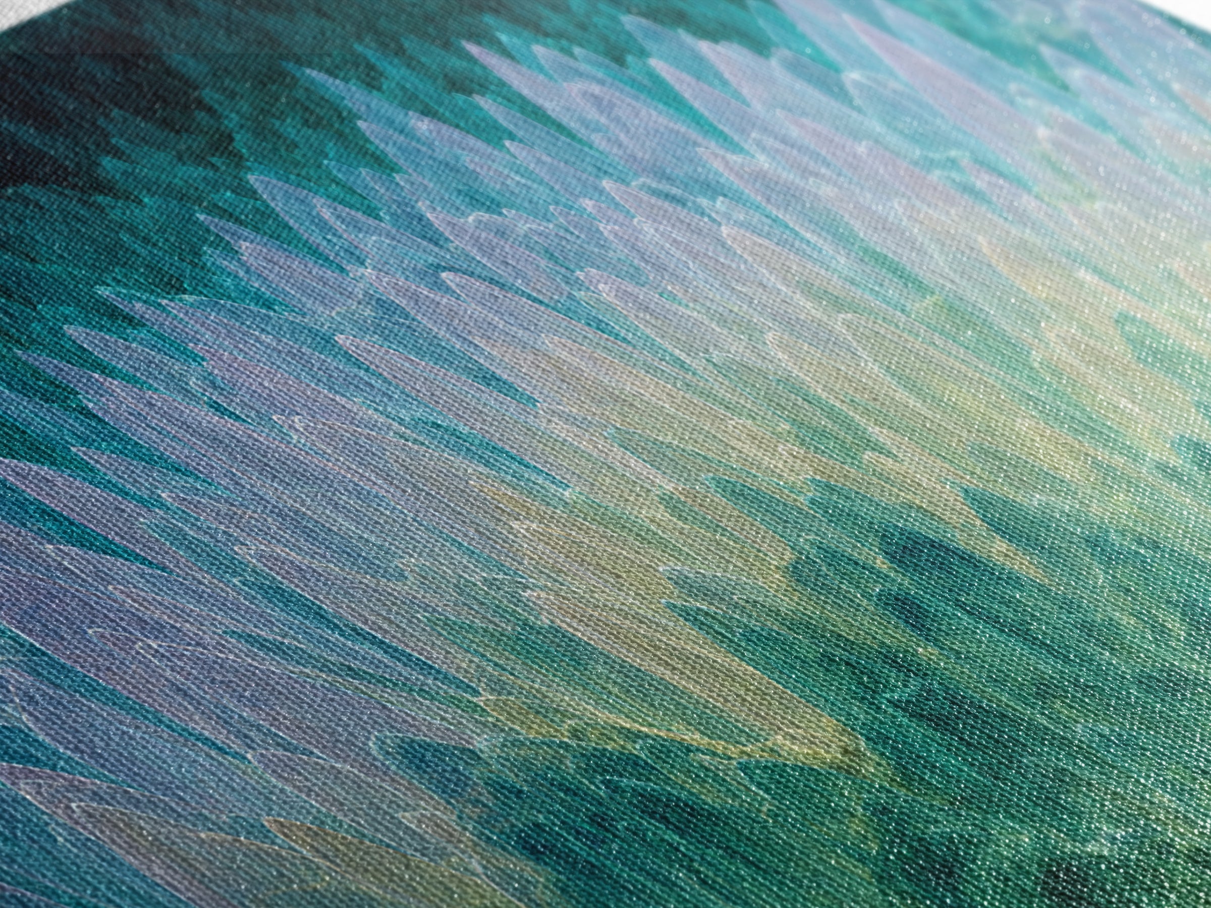Teal Crystal Feather Abstract Wall Art, Midcentury Modern Art Print, Blue Green Geometric Decor, Statement Home Office Art
