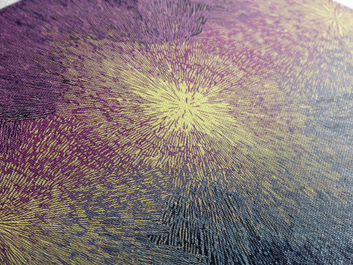 Purple Gold Radiant Burst Wall Art, Midcentury Modern Abstract Print, Spiritual Sun Decor, Funky Geometric Home Office Art