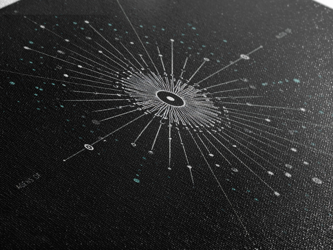 Cosmic Star Map Canvas Print, Midcentury Modern Art, Black Wall Decor, Space Abstract Art, Celestial Office Decor For Living Room