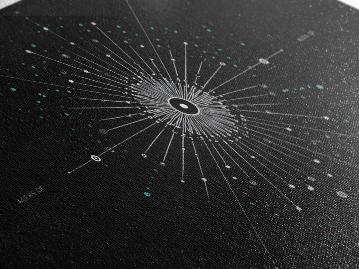 Cosmic Star Map Canvas Print, Midcentury Modern Art, Black Wall Decor, Space Abstract Art, Celestial Office Decor For Living Room
