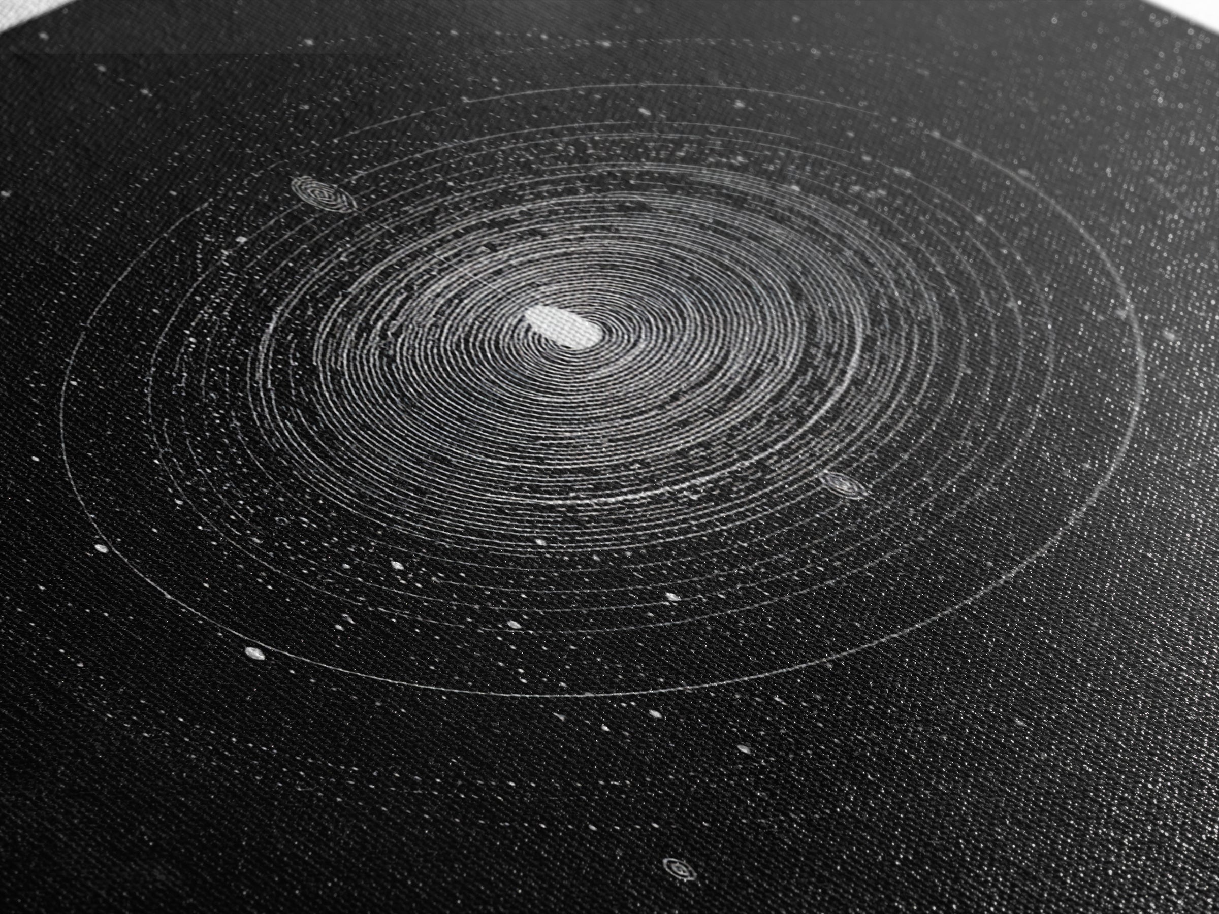Black White Planetary Orbit Rings Canvas Print, Space Abstract Art, Minimal Modern Wall Decor, Sci Fi Office Poster Print
