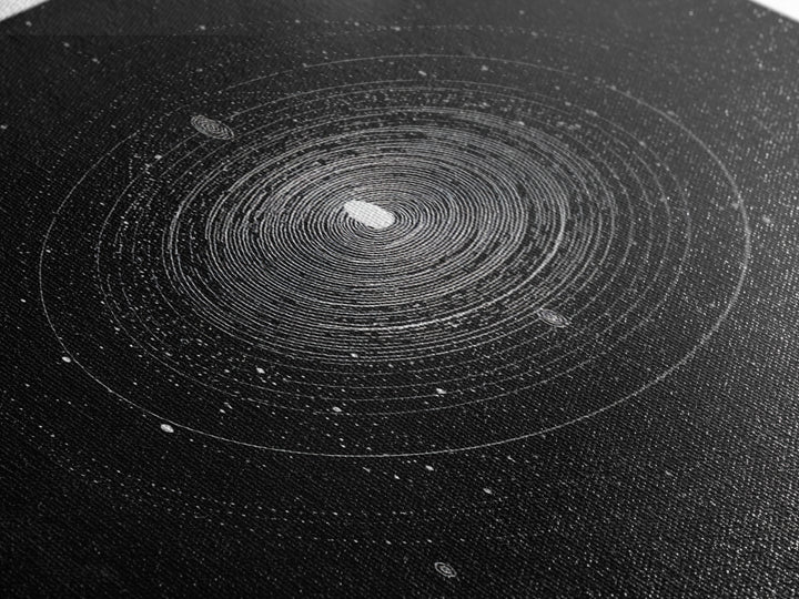 Black White Planetary Orbit Rings Canvas Print, Space Abstract Art, Minimal Modern Wall Decor, Sci Fi Office Poster Print