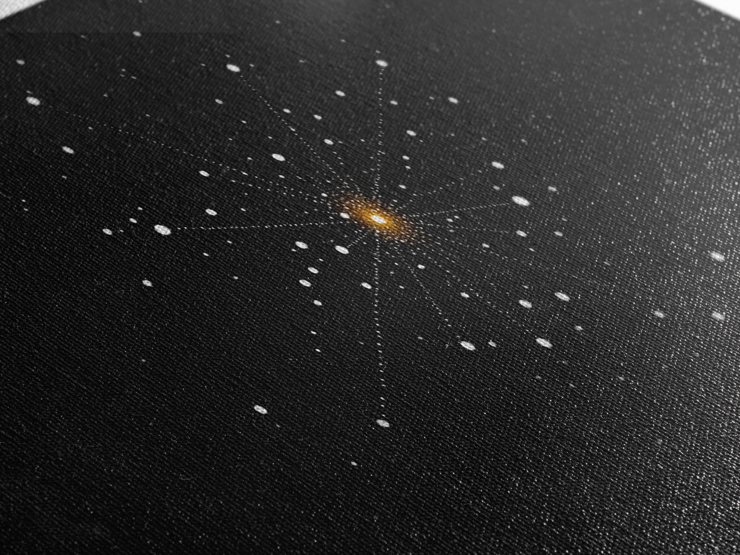 Gold Starburst Constellation On Black Canvas Print, Atomic Space Abstract Art, Midcentury Modern Decor, Office Wall Poster
