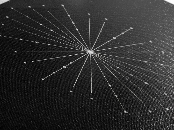 Radial Constellation Lines And Dots Canvas Print, Atomic Midcentury Wall Art, Modern Geometric Decor, Office Poster Print