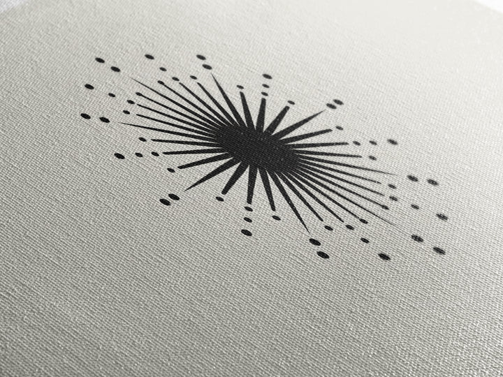 Black Atomic Starburst Wall Art, Midcentury Modern Abstract Print, Minimal Geometric Poster, Retro MCM Decor Gift For Home