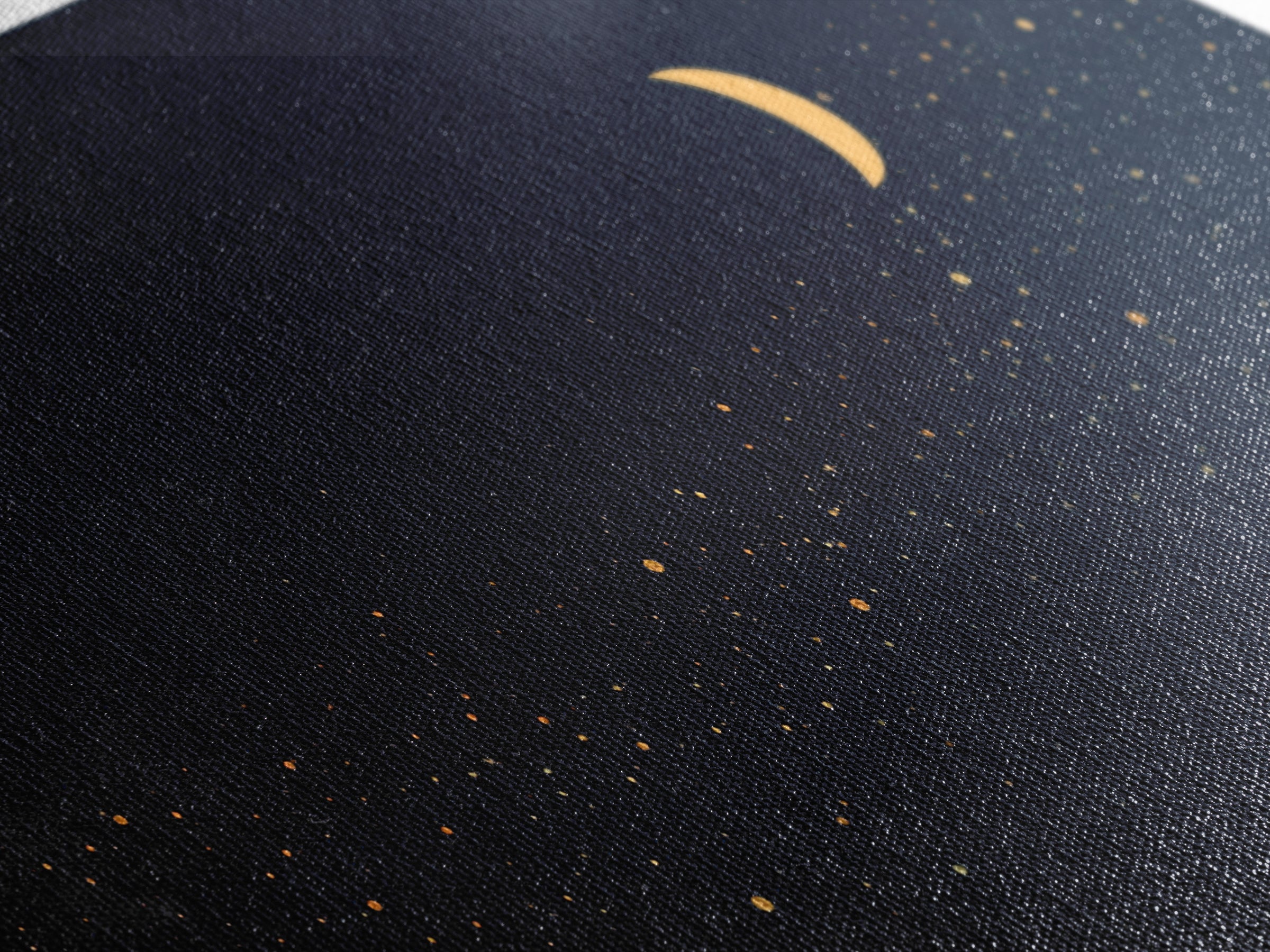 Golden Crescent Moon And Stars Wall Art, Mystical Dark Navy Celestial Print, Boho Night Sky Decor For Bedroom, Nursery, Gallery