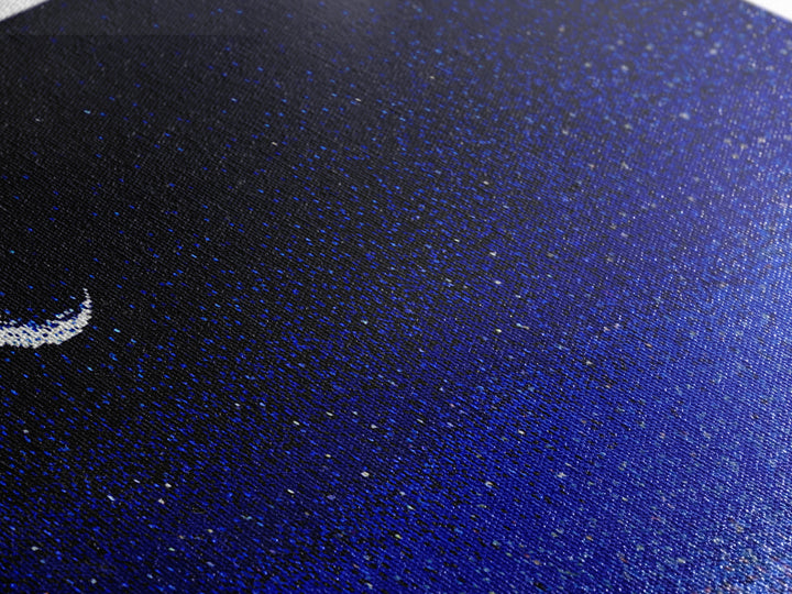 Blue Crescent Moon Star Field Wall Art, Cosmic Night Sky Print, Retro Pixel Space Decor For Bedroom, Dorm Room, Or Nursery