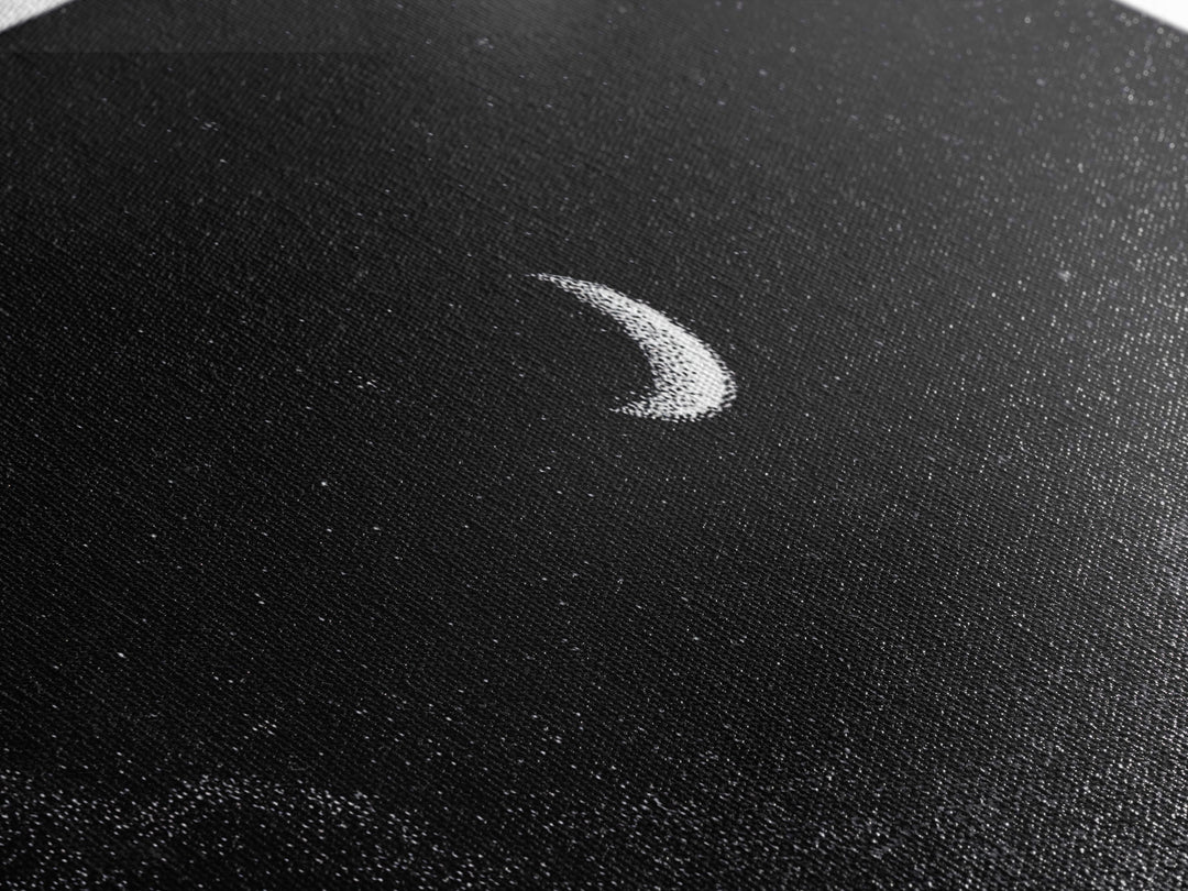 Black And White Crescent Moon Wall Art, Minimal Starry Night Sky Print, Celestial Space Decor For Bedroom Or Meditation Room