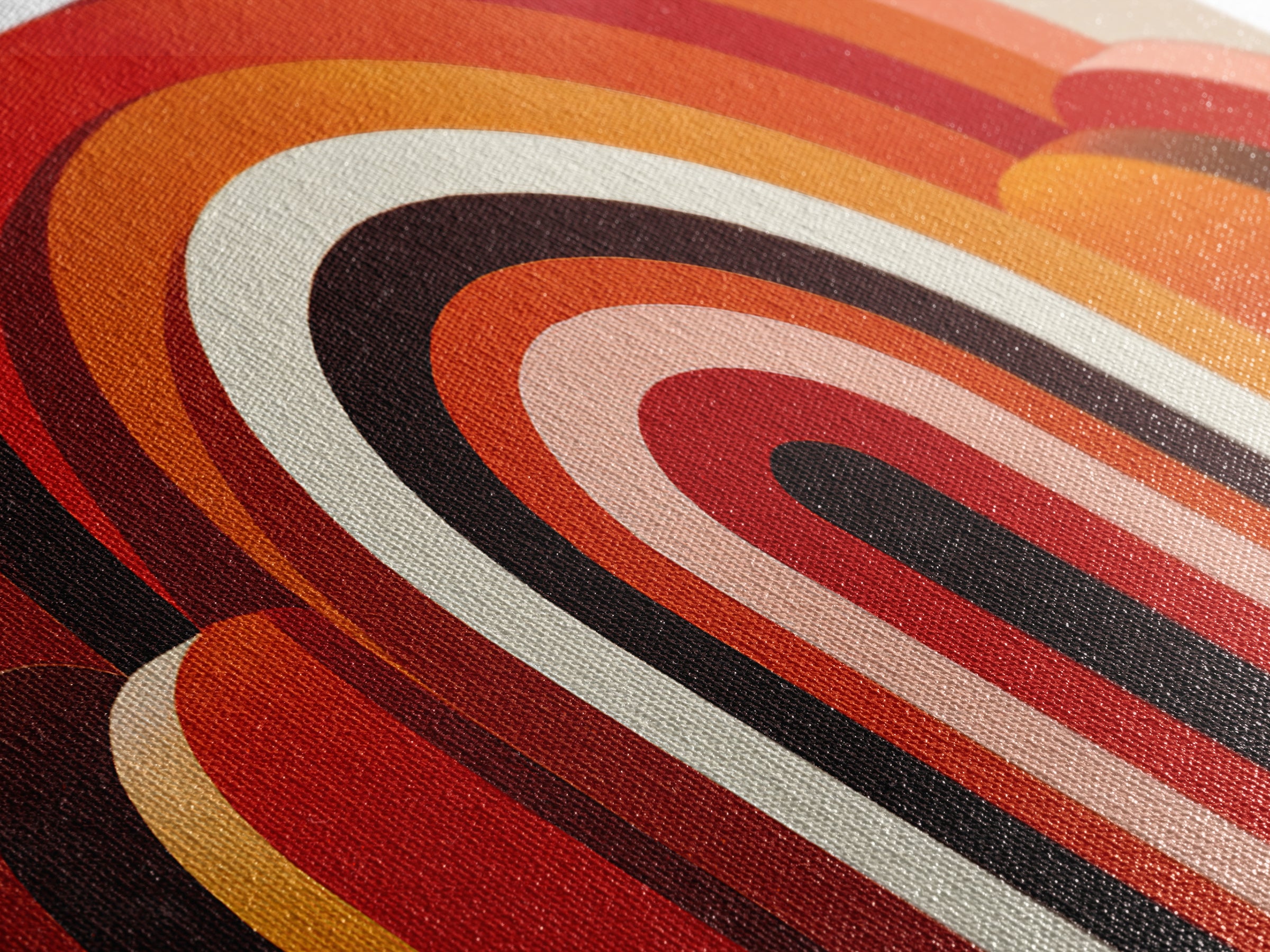Warm Rainbow Arch Abstract In Rust Orange And Cream Canvas Print, Midcentury Modern Wall Art, Boho Retro Geometric Decor