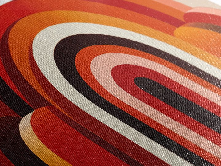 Warm Rainbow Arch Abstract In Rust Orange And Cream Canvas Print, Midcentury Modern Wall Art, Boho Retro Geometric Decor