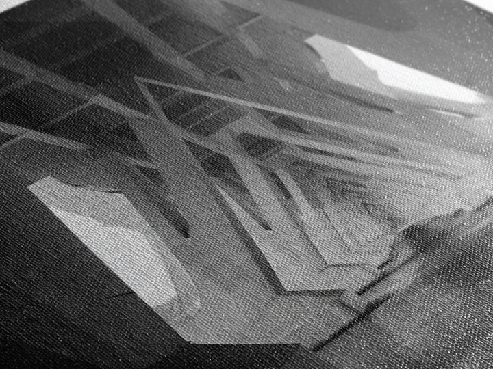 Black And White Bridge Underside Canvas Print, Architectural Art, Geometric Perspective, Modern Wall Decor For Office Study