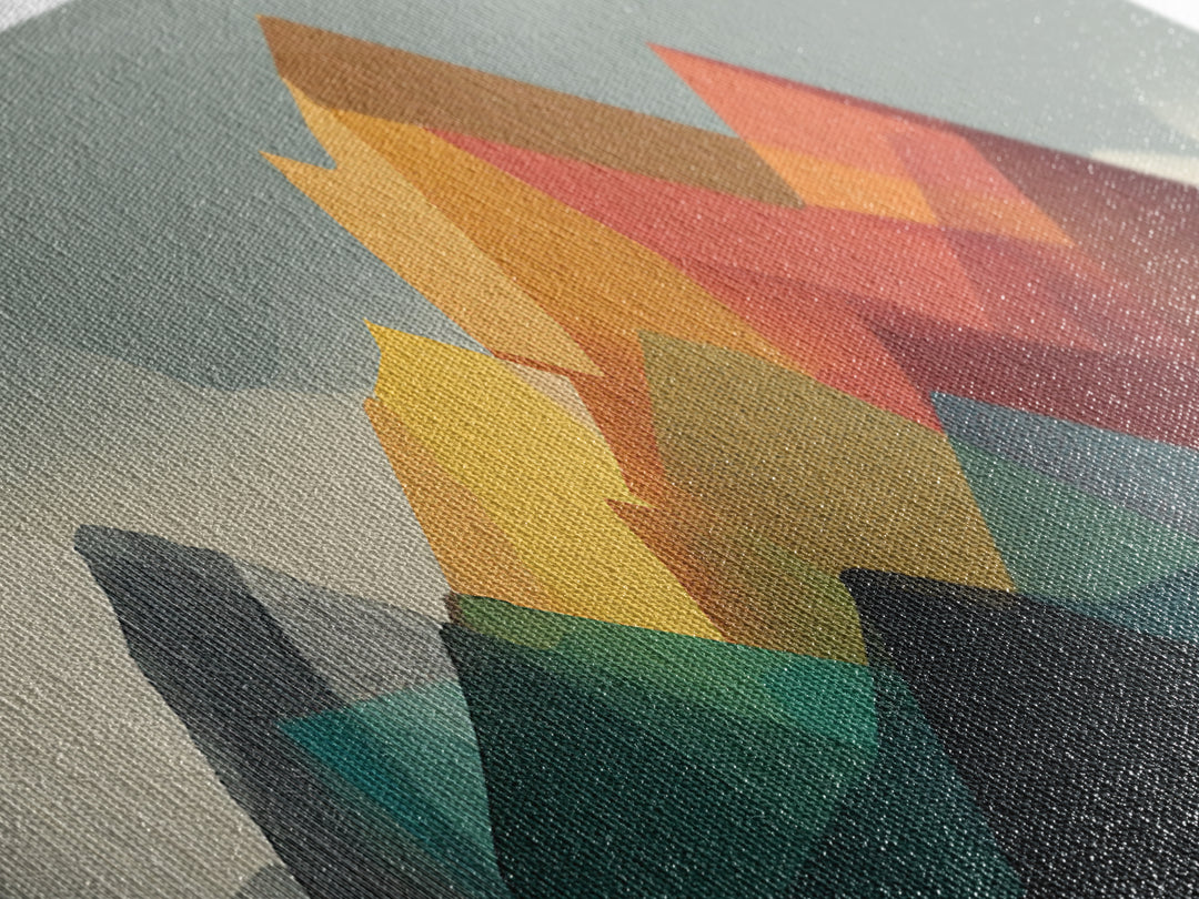 Colorful Geometric Mountain Range Wall Art, Midcentury Modern Art Print, Retro Landscape Poster, MCM Living Room Home Decor