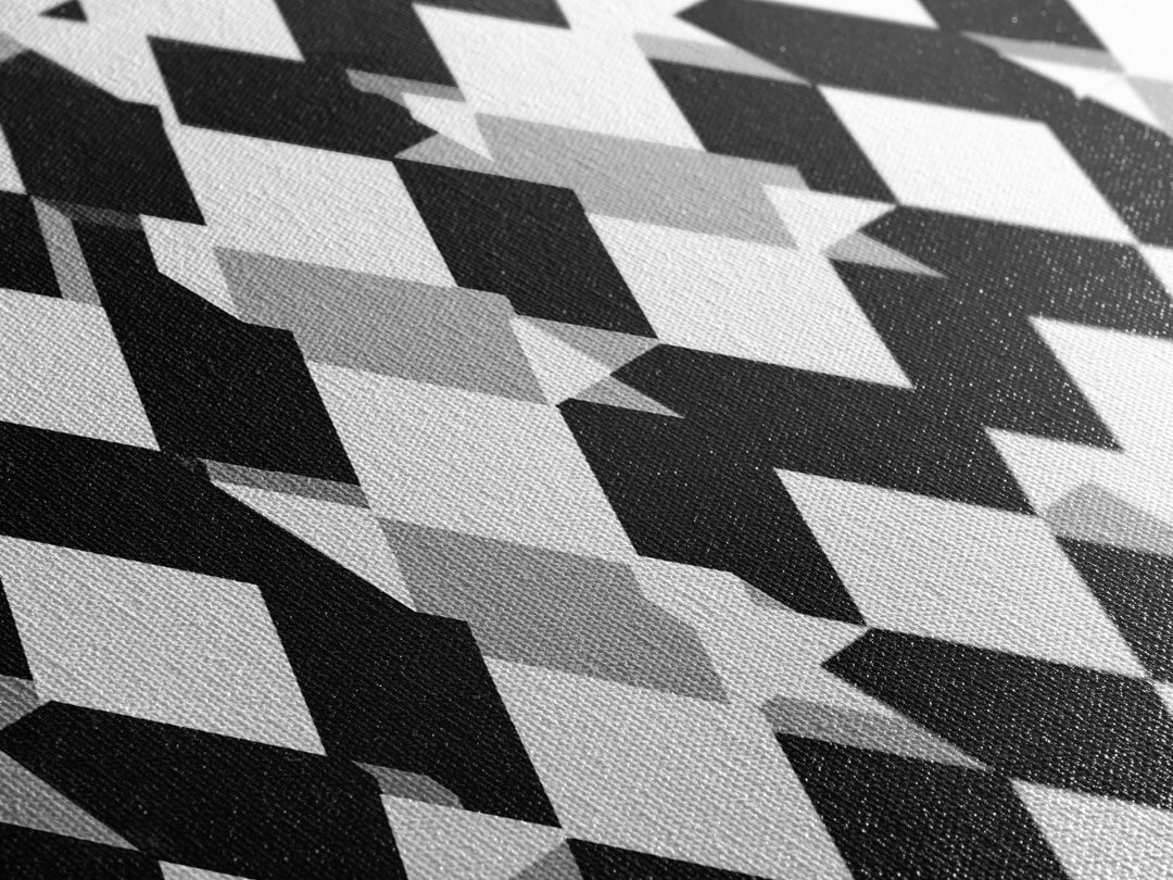 Black White Gray Geometric Diamond Pattern Wall Art, Mid Century Modern Abstract Print, Minimalist MCM Wall Decor For Office