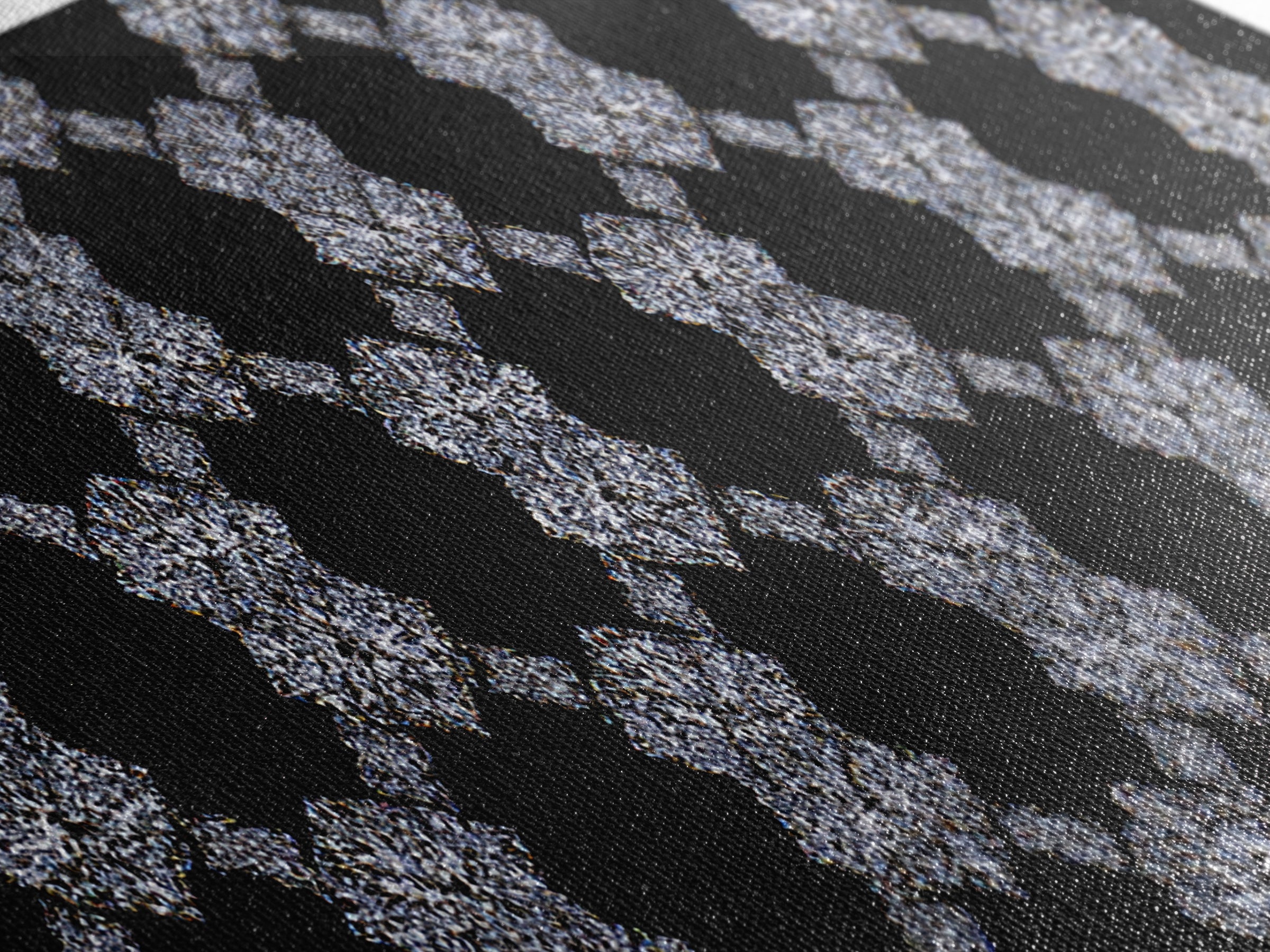Silver Black Sparkle Diamond Lattice Wall Art, Glam Geometric Abstract Print, Modern Wall Decor For Bedroom Office Gallery