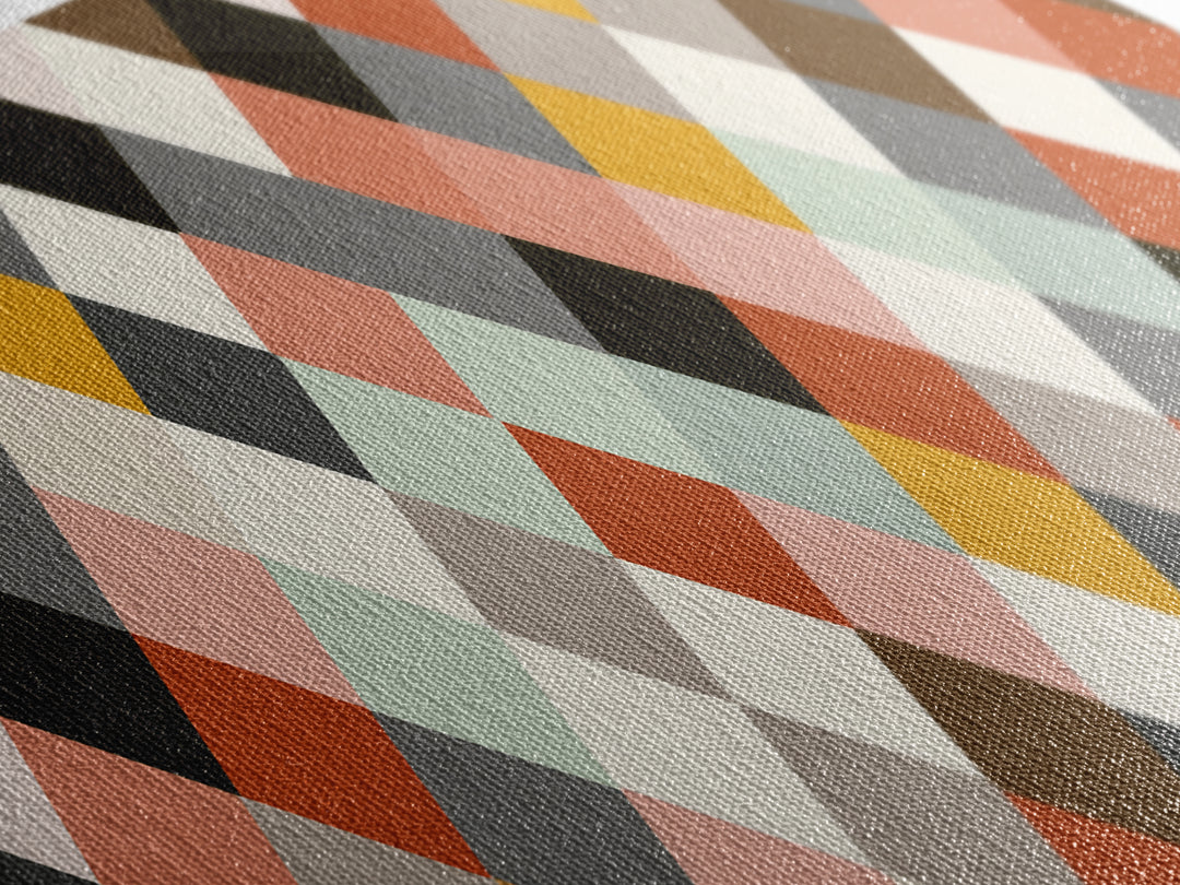 Pastel Orange Gray Harlequin Diamond Wall Art, Mid Century Modern Abstract Print, Geometric MCM Decor For Living Room Office