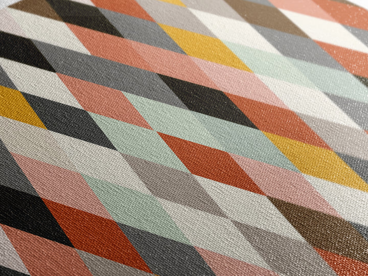 Pastel Orange Gray Harlequin Diamond Wall Art, Mid Century Modern Abstract Print, Geometric MCM Decor For Living Room Office