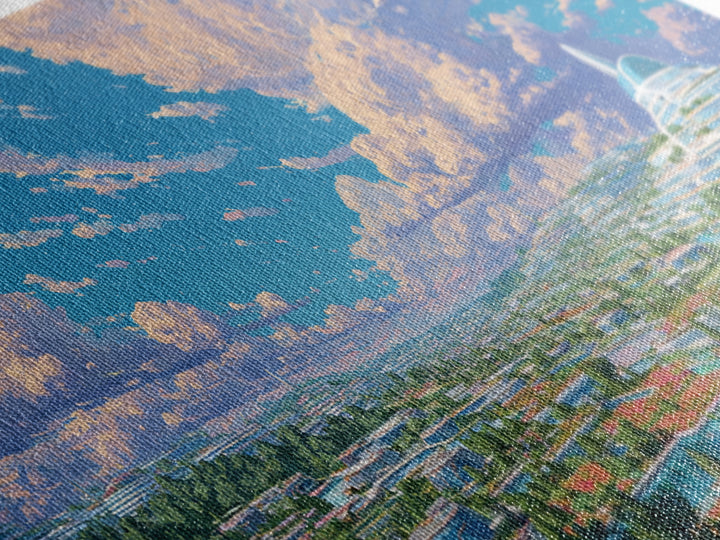 Futuristic Eco City Under Big Clouds Canvas Print, Sci Fi Landscape Wall Decor, Modern Utopia Poster, Panoramic Home Art