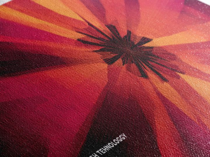 Red Orange Abstract Technology Burst Canvas Print, Midcentury Modern Wall Art, Atomic Retro Poster, Bold Office Decor Gift