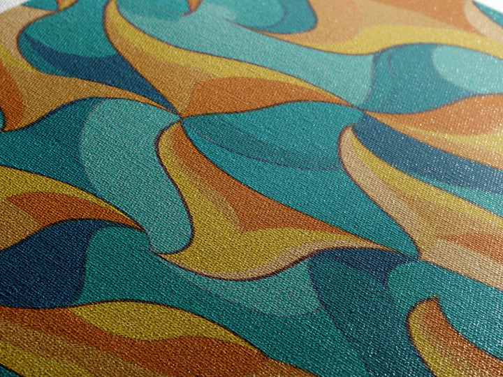 Turquoise Mustard Orange Boomerang Abstract Canvas Print, Midcentury Modern Wall Art, Retro Atomic Home Decor, MCM Living Room Statement Art