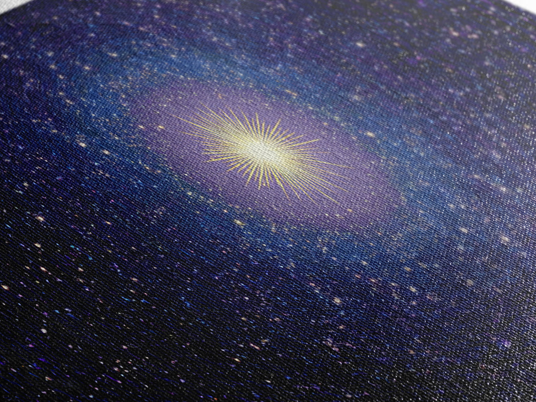 Blue Celestial Starburst Tunnel Canvas Print, Modern Abstract Art, Space Abstract Art, Cosmic Retro Art, Bedroom Wall Art