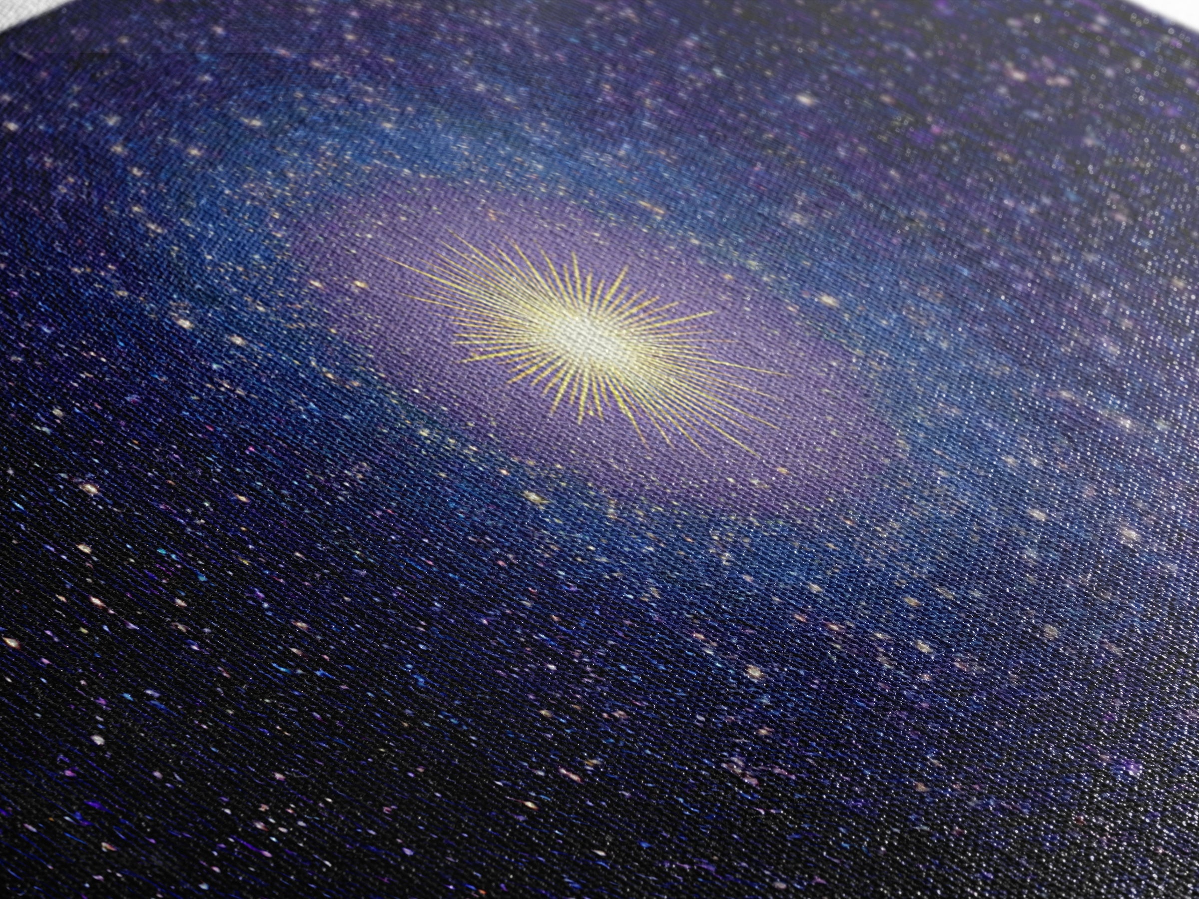 Blue Celestial Starburst Tunnel Canvas Print, Modern Abstract Art, Space Abstract Art, Cosmic Retro Art, Bedroom Wall Art