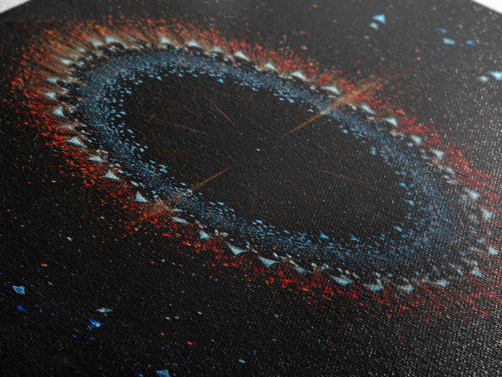 Dark Eclipse Particle Ring Framed Canvas Print, Modern Abstract Art, Space Abstract Art, Black Wall Art, Statement Wall Decor