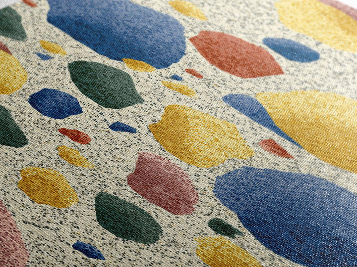 Soft Primary Terrazzo Pebble Canvas Print, Scandinavian Modern, Geometric Wall Art, Colorful Home Decor, Gallery Wall Art
