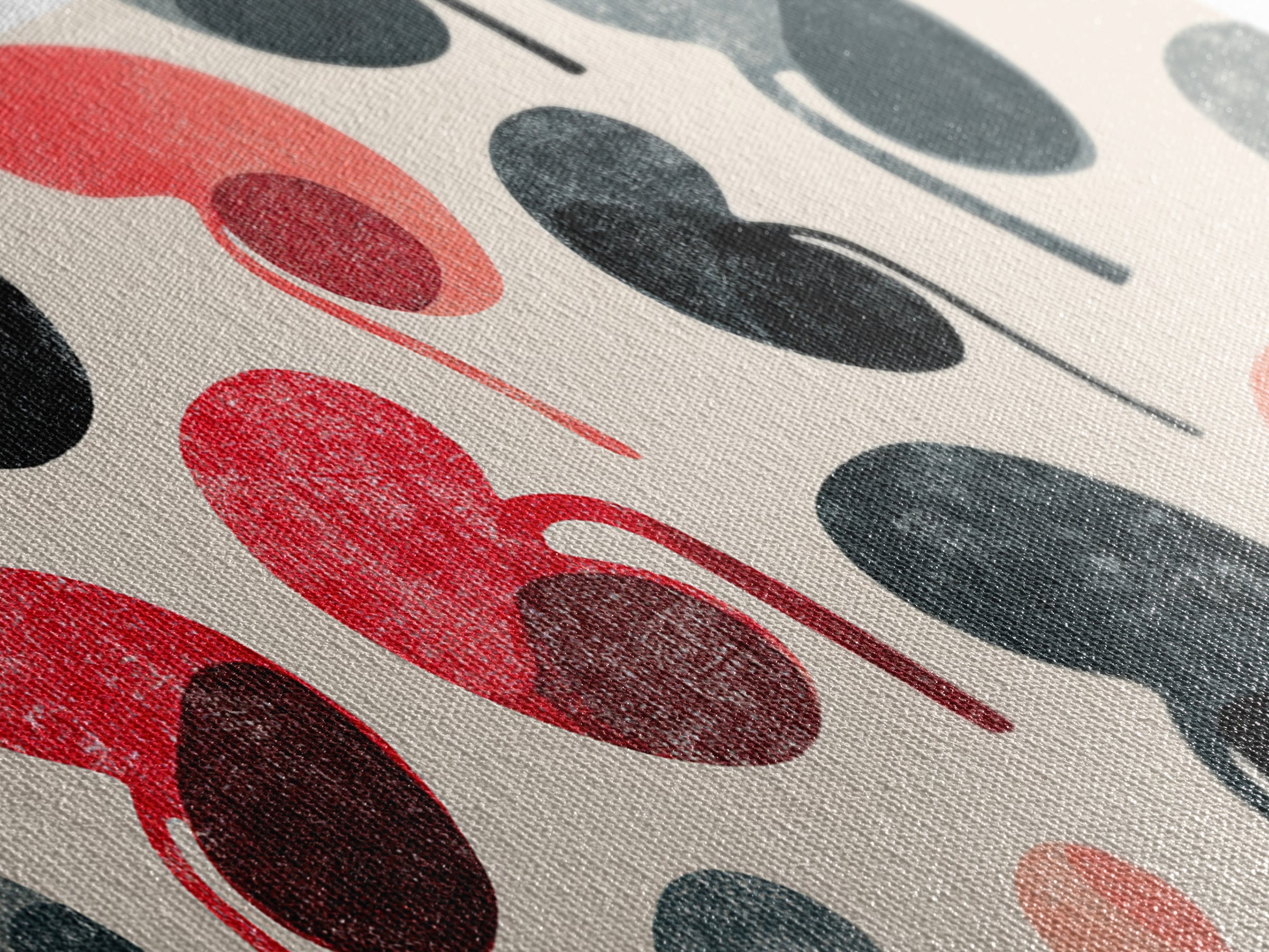 Red Black Kidney Bean Abstract Wall Art, Midcentury Modern Organic Shapes, Retro Geometric Poster, Bold MCM Home Decor Print