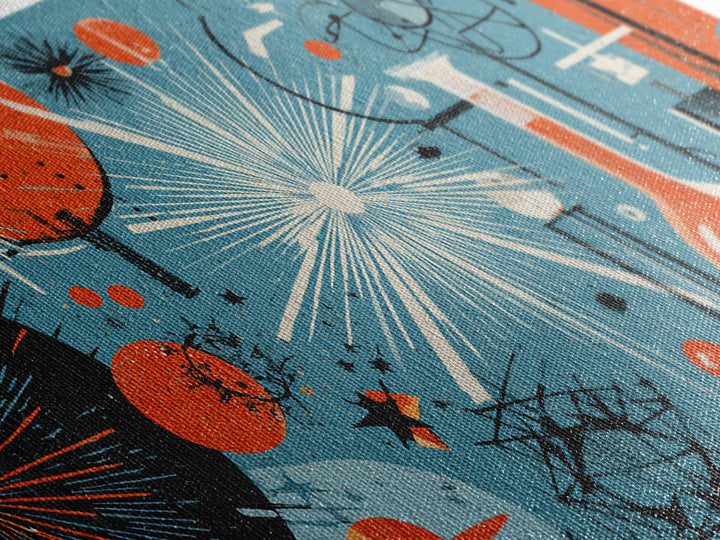 Blue Orange Atomic Laboratory Wall Art, Midcentury Modern Art Print, Retro Science Poster, Geometric MCM Home Decor, Living Room Decor