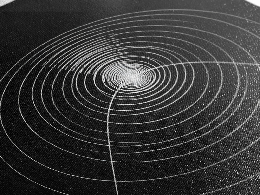 Black White Concentric Ripple Op Art Canvas Print, Minimalist Geometric Wall Art, Modern Abstract Poster, Sci Fi Home Decor