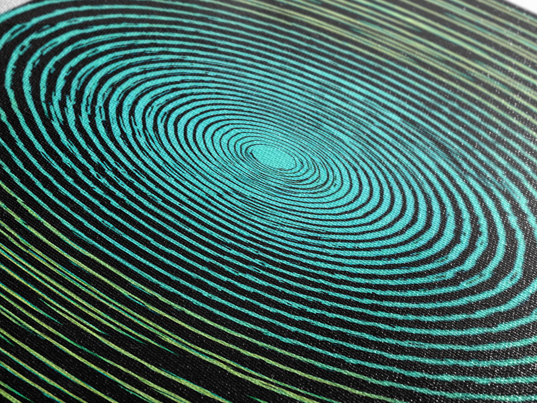 Turquoise Green Concentric Vortex Wall Art, Modern Abstract Op Art Print, Retro Geometric Poster, Psychedelic Home Decor
